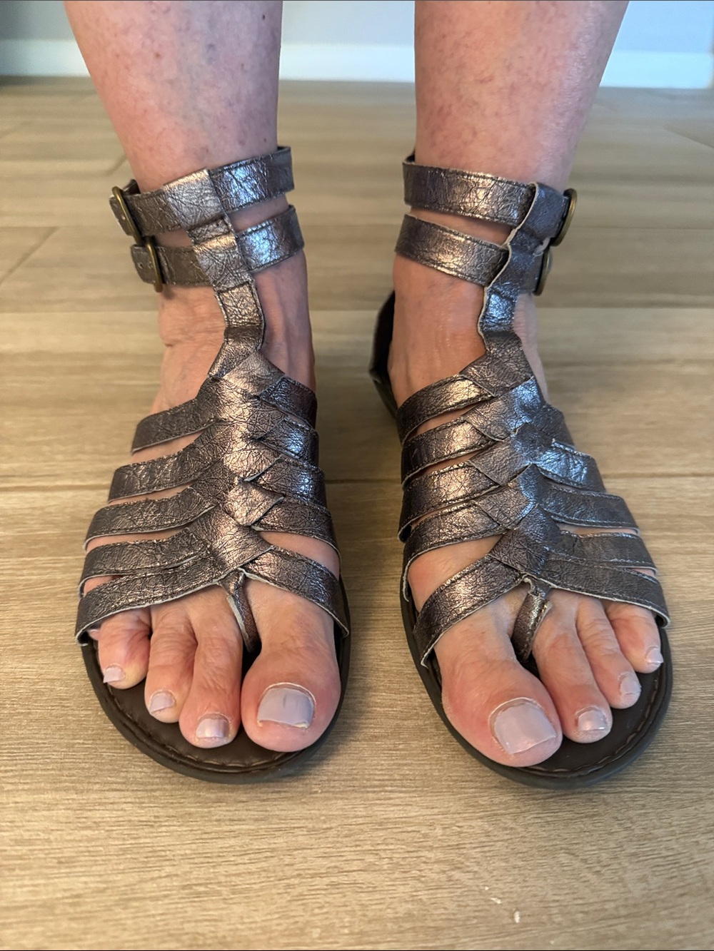 Born - Nikka Metallic Pewter Gladiator Sandals - Picture 2 of 7
